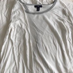 Gap Open Back Sweater White w Grey Trim M